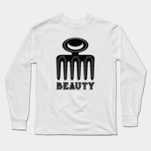 Ghana Sankofa Adinkra Symbol "Beauty" Black Long Sleeve T-Shirt